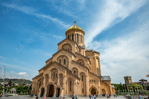 .01/05/2019 Tbilisi, Georgia, The Holy Trinity Cathedral of Tbilisi commonly known as Sameba is the main cathedral of the Georgian Orthodox Church photo