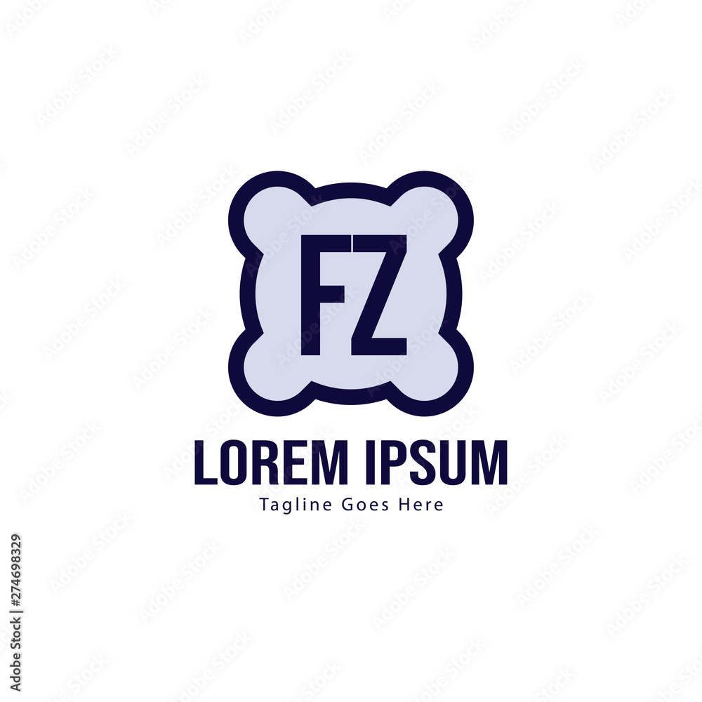 Initial FZ logo template with modern frame. Minimalist FZ letter logo vector illustration Initial FZ logo template with modern frame. Minimalist FZ letter logo vector illustration