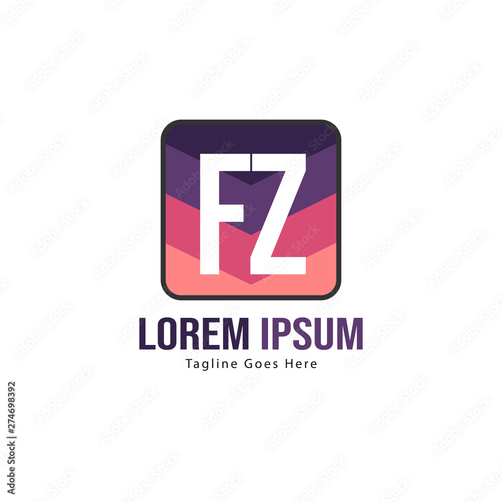 Initial FZ logo template with modern frame. Minimalist FZ letter logo vector illustration Initial FZ logo template with modern frame. Minimalist FZ letter logo vector illustration