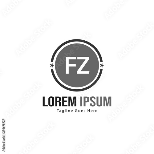 Initial FZ logo template with modern frame. Minimalist FZ letter logo vector illustration