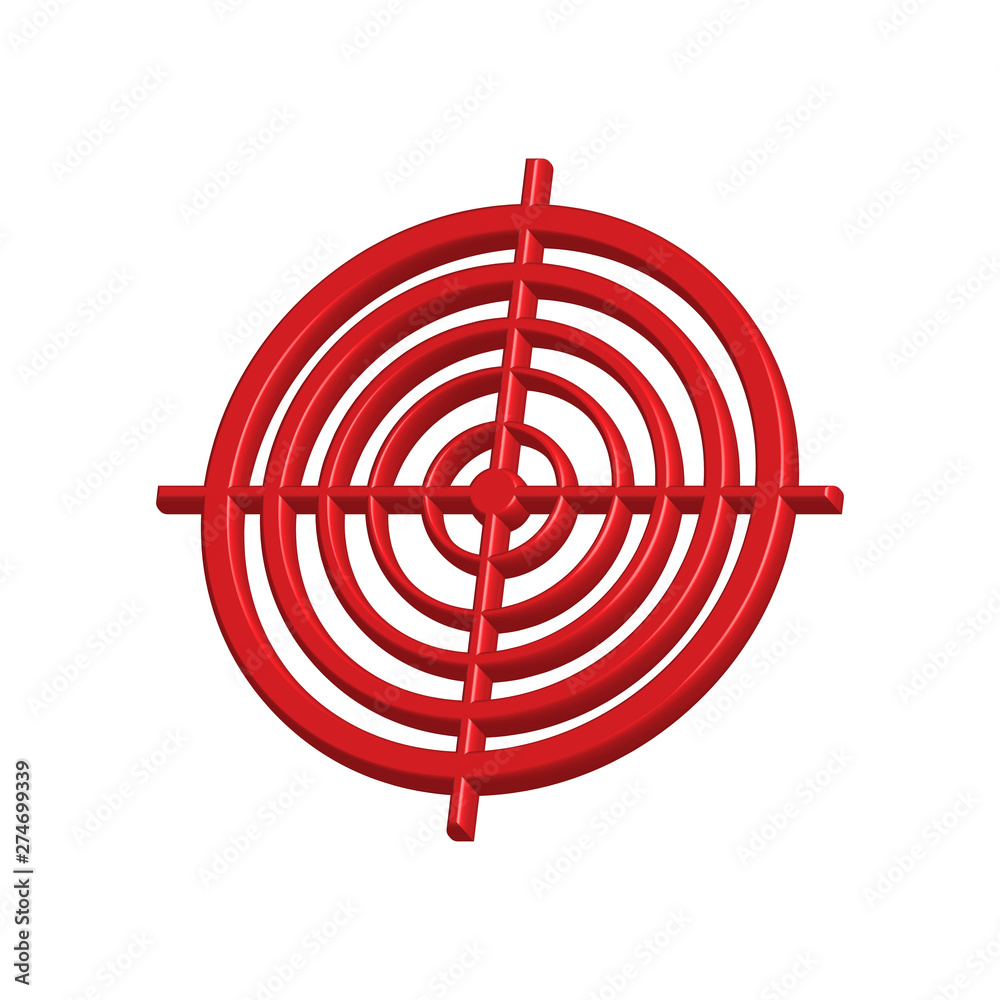 Target for shooting, red on a white background, 3d, vector Target for shooting, red on a white background, 3d, vector