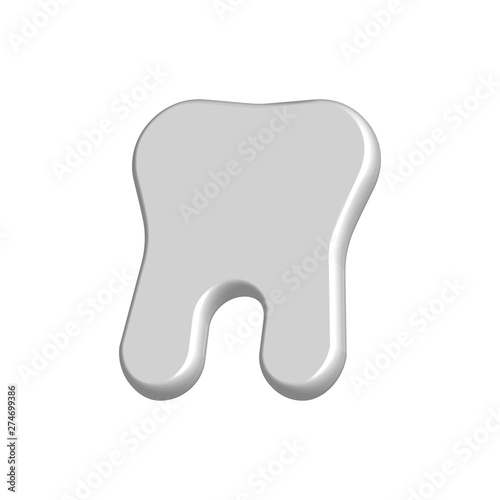 Human tooth, gray on white background, 3d, vector