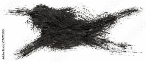 Black ink oil paint brush stroke isolated on white background eps10 vector illustration.