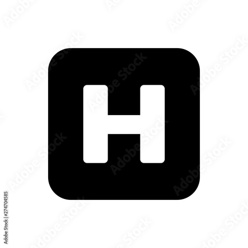 Black Hospital sign icon isolated on white background. Vector Illustration