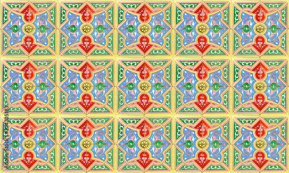 Seamless Portugal or Spain Azulejo Wall Tile Background. High Resolution.