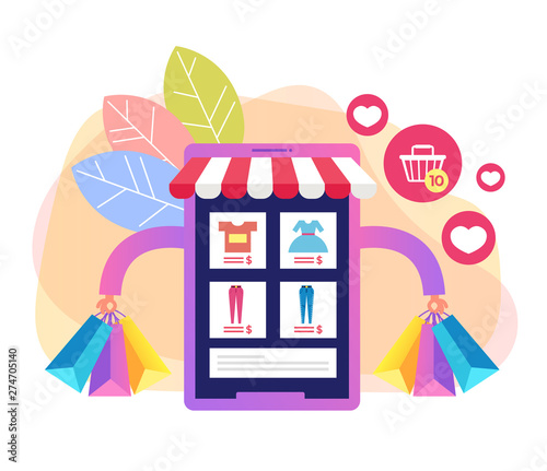 Online internet web shopping concept. Vector flat cartoon graphic design illustration