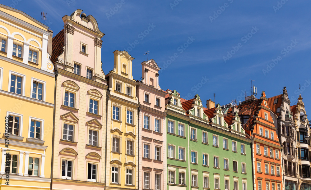 Wroclaw, Fronts of historic tenements in the old town