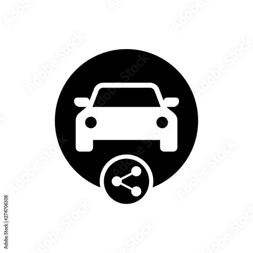 Black Car sharing icon isolated. Carsharing sign. Transport renting service concept. Vector Illustration