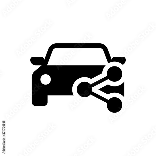 Black Car sharing icon isolated. Carsharing sign. Transport renting service concept. Vector Illustration