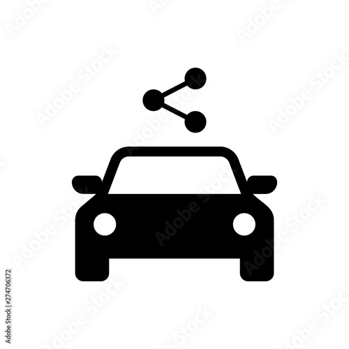 Black Car sharing icon isolated. Carsharing sign. Transport renting service concept. Vector Illustration