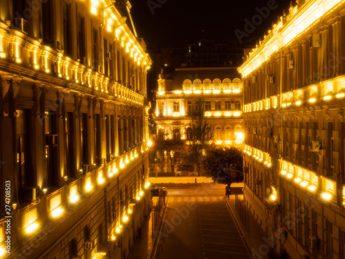 Fotografie Evening View of the Old City in Baku, Azerbaijan.