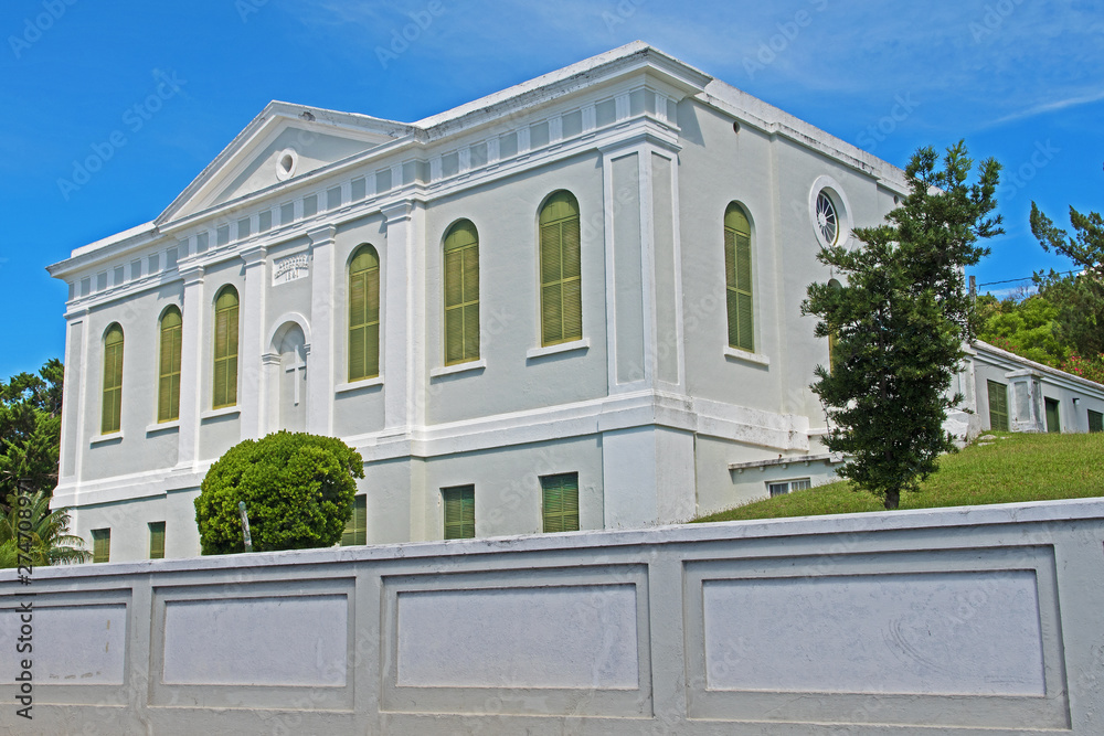 The Ebenezer Methodist Church in Saint George's Bermuda was built in 1840 and is a fine building in neoclassical style.