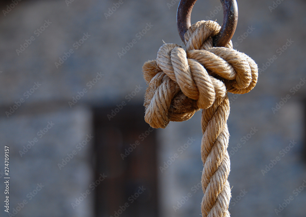Fototapeta premium Rope fastened on a church bell