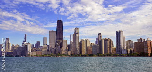 City Skyline with high rise buildings and skyscrapers in Chicago Illinois, USA © nyker