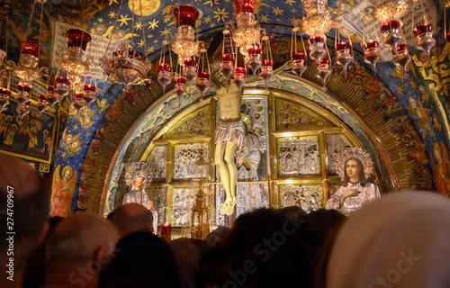 Canvastavla Lieu de Cruxifiction,église du Saint Sépulcre, Jérusalem