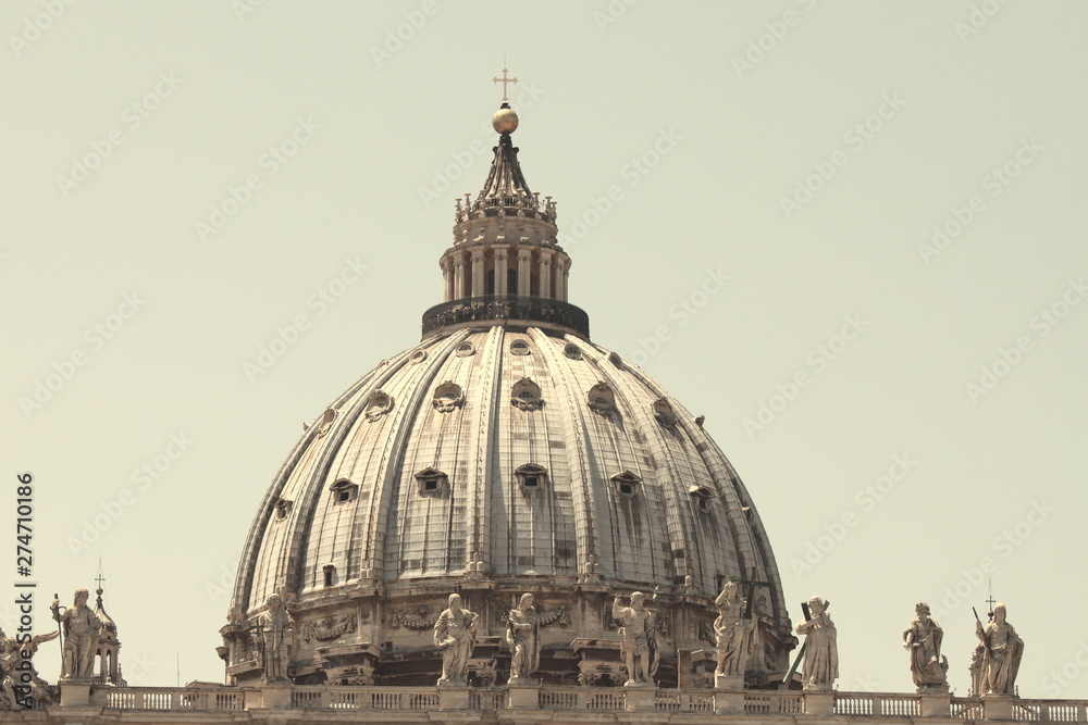 Dome of the Cathedral of St. Peter in the Vatican, Europe.