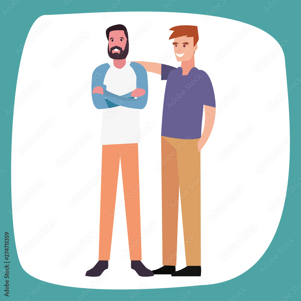 two men avatars on white background