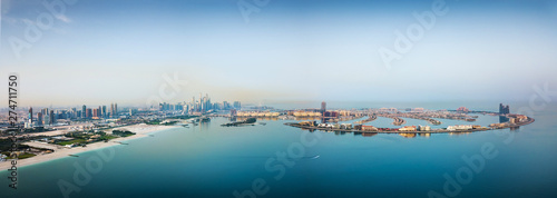 Photography Aerial panoramic view of Dubai marina area and the Palm island