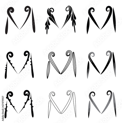 M design icon set vector