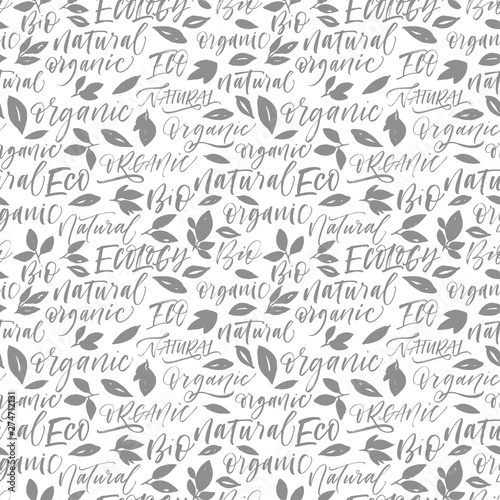 Seamless green eco pattern. Simple vector organic texture.