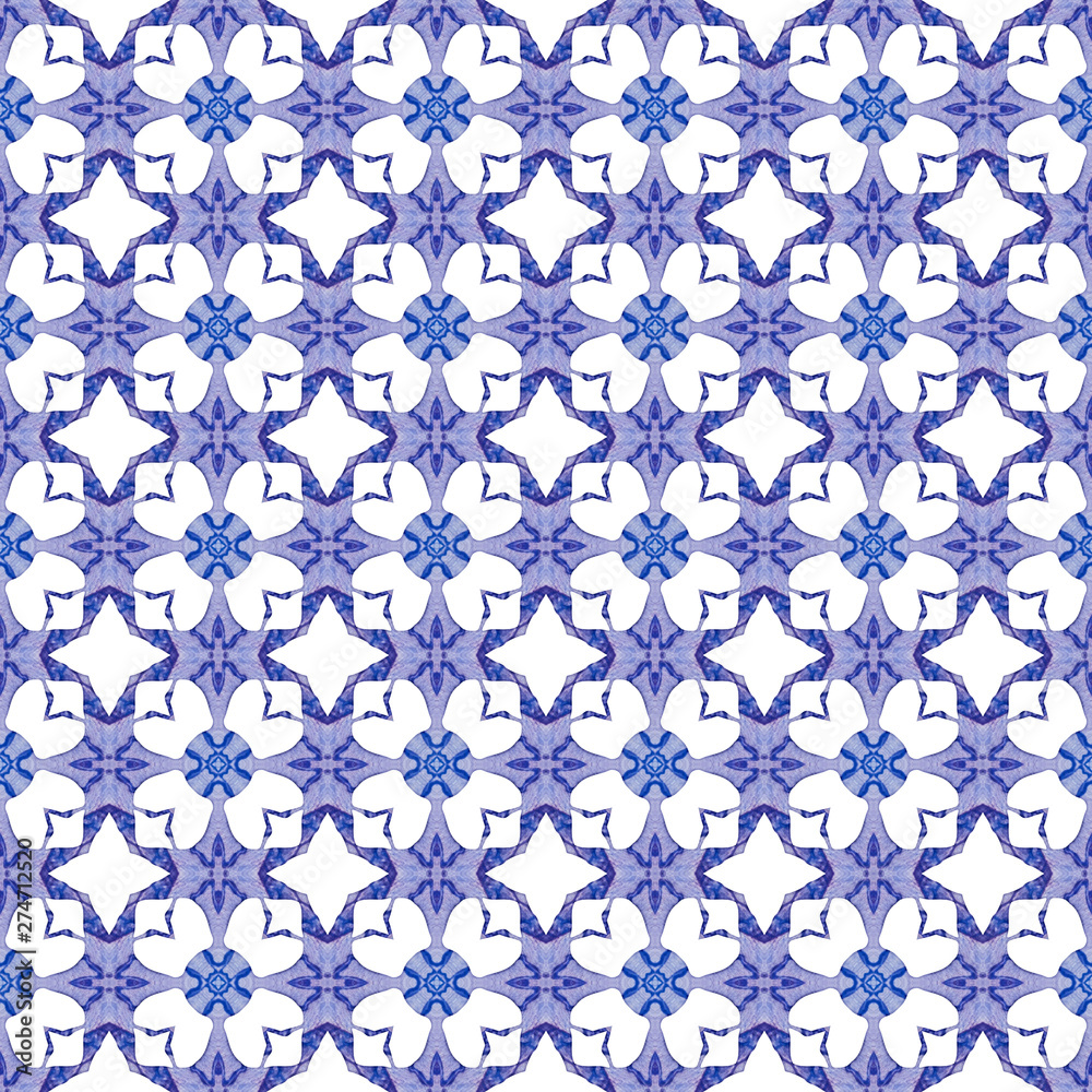 Red blue geometric seamless pattern. Hand drawn wa