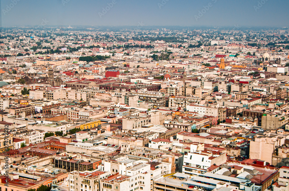Aerial view of Torre Latinoamericana to Mexico City downtown