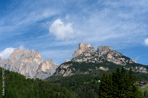 Summer view of Pozza di Fassa - Italian Dolomites. Summer view of Val di Fassa with Pozza village, Trentino, Italy. Summer in the mountains.