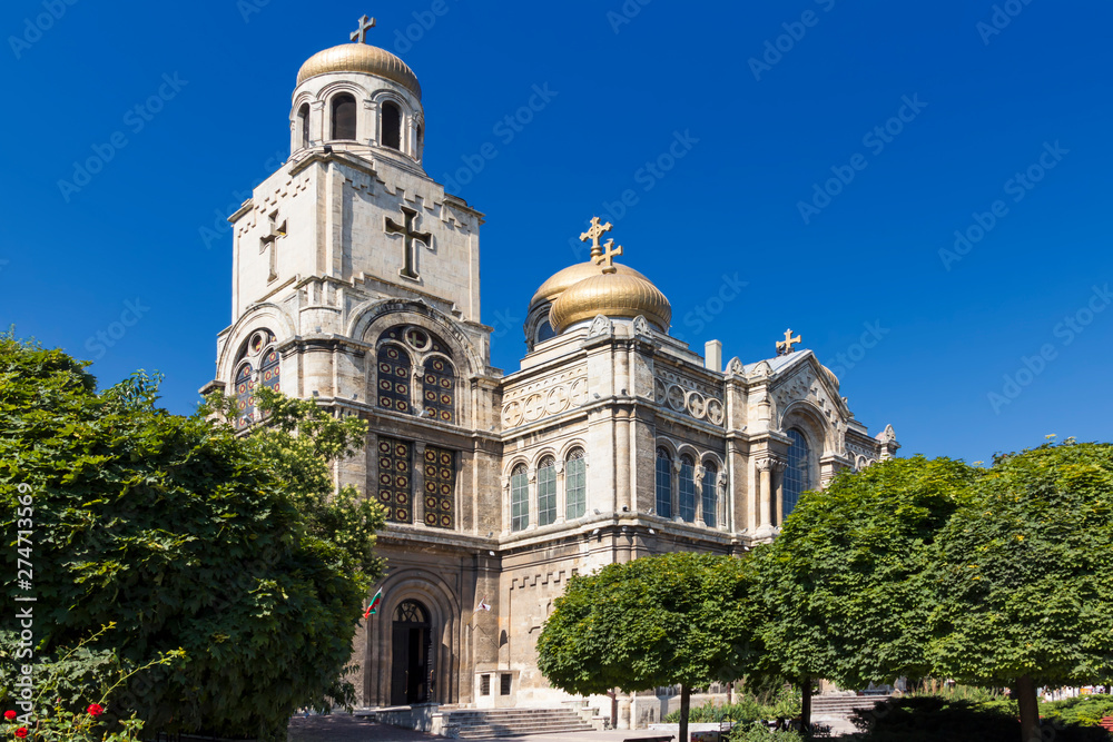 Dormition of the Mother of God - Cathedral in Varna. City at Black Sea.