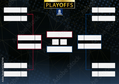 Two conference tournament bracket for 8 team or player on dark background.