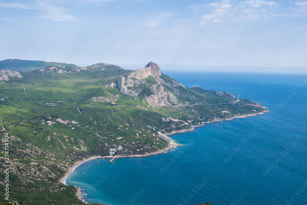 Mediterranean coast with high cliffs and rough sea