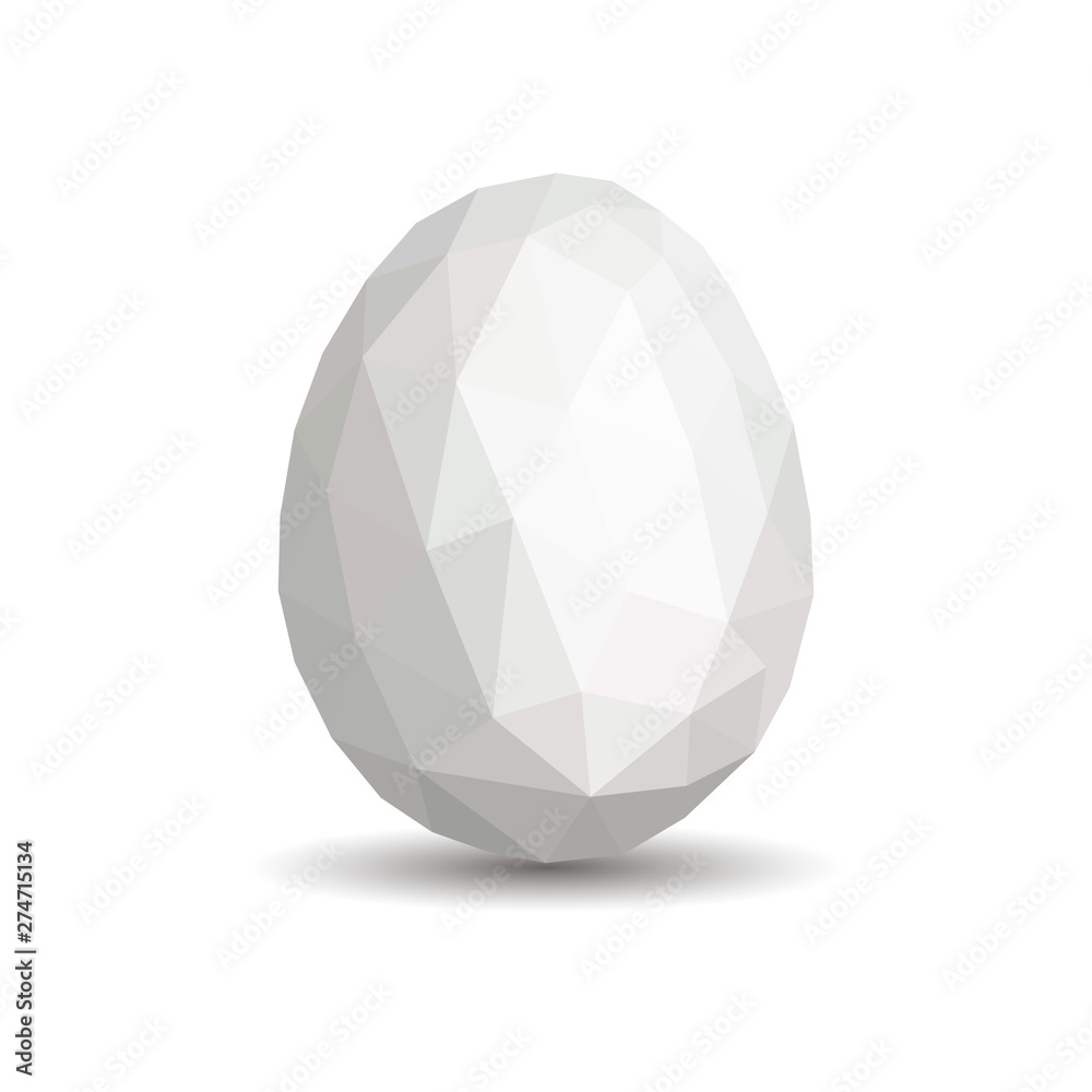 Easter egg of geometric pattern. Vector polygonal background made of triangles. Vector easter card with low poly egg. Egg vector painting in silver low poly style on white background. Easter symbol. Easter egg of geometric pattern. Vector polygonal background made of triangles. Vector easter card with low poly egg. Egg vector painting in silver low poly style on white background. Easter symbol.