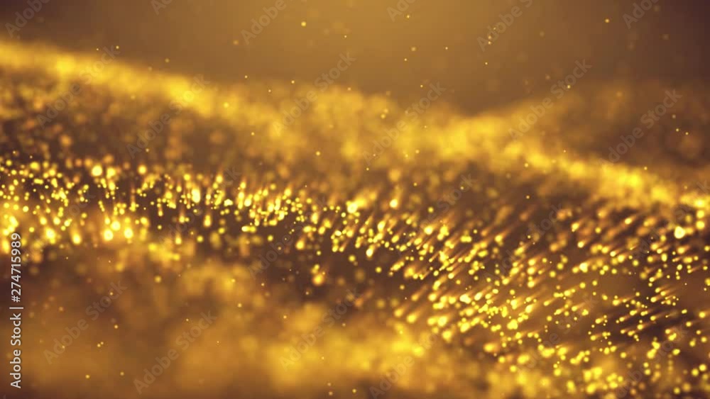 Popular Abstract background shining gold dust particles stars sparks wave loop 3d animation 4k