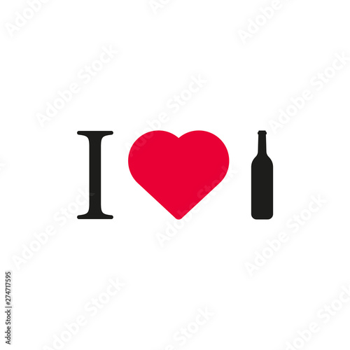 I love wine icon. Vector.