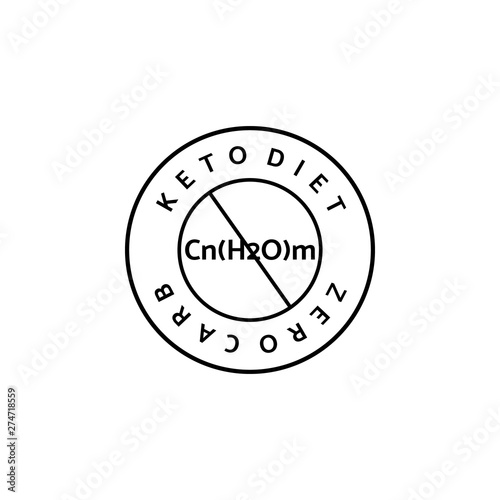 Ketogenic Diet Round Logo Line Style. Minimalistic Icon from carbs free.