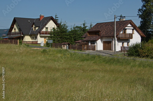 Residential houses in Trojanovice in Czech republic