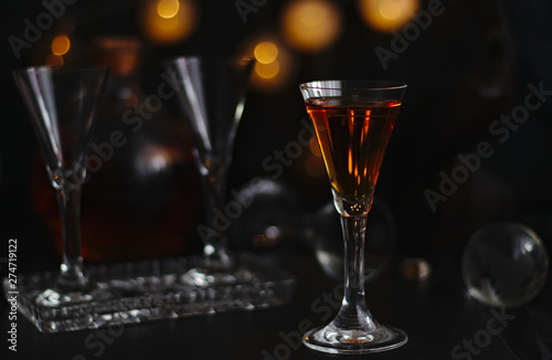 tincture, quince liquor in a glass