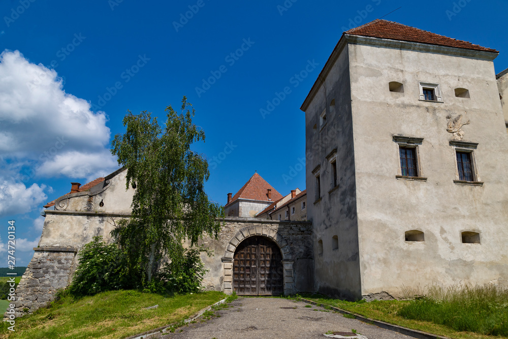 Old beautiful  Svirz Castle outside. Ukraine