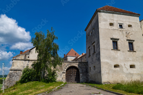 Old beautiful Svirz Castle outside. Ukraine