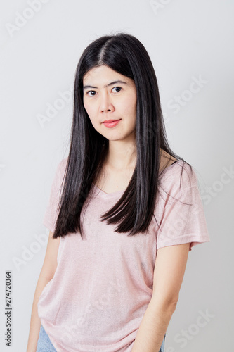 Portrait Beautiful Young Casual Asian Woman