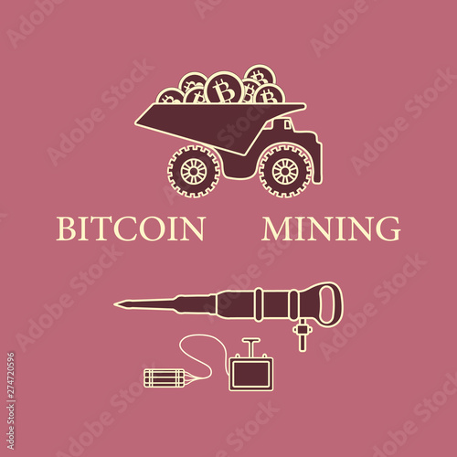 Dumper with bitcoins, dynamite and jackhammer.