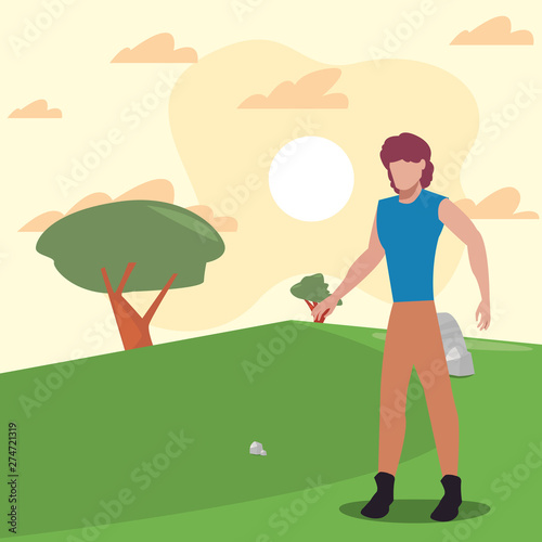 man character in the park outdoor