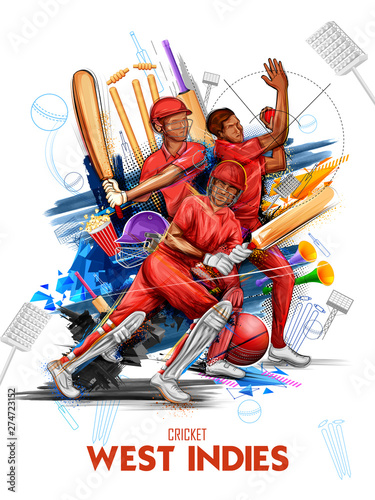 illustration of batsman player playing cricket championship sports 2019