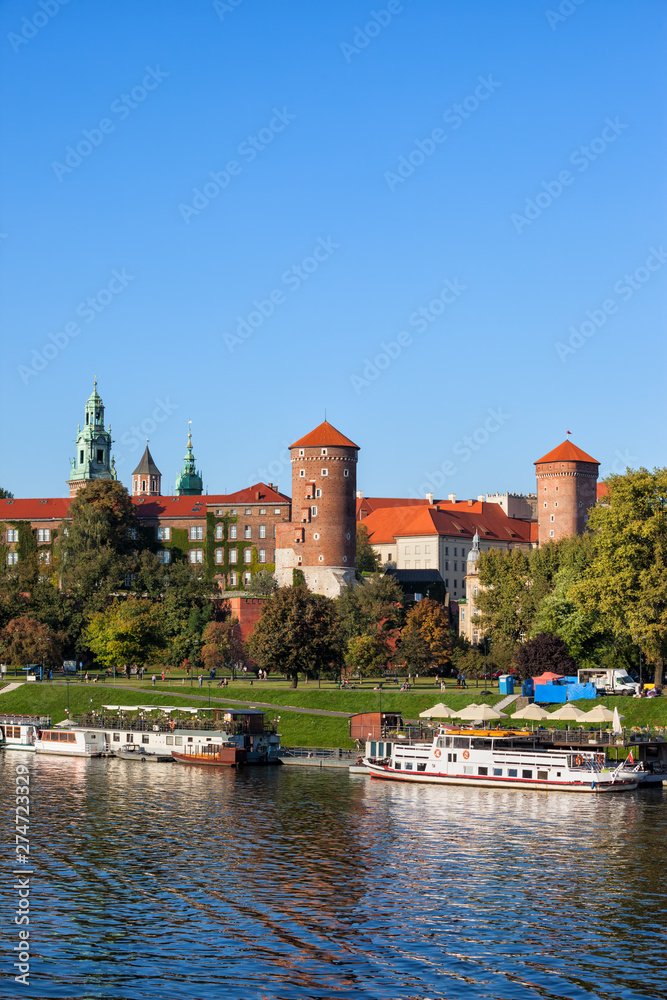 Wawel Castle In Krakow River View