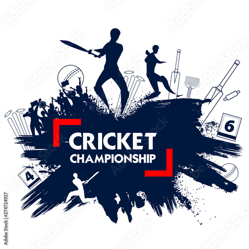 illustration of batsman player playing cricket championship sports 2019