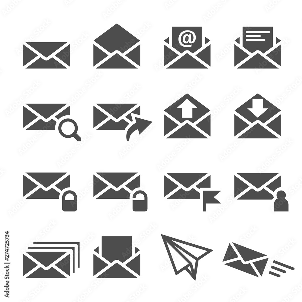 Mail Envelope Signs icons set Mail Envelope Signs icons set