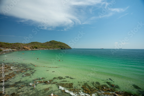 The sea landscape on hellfire pass beach of Koh Si Chang, Chonburi, Thailand.