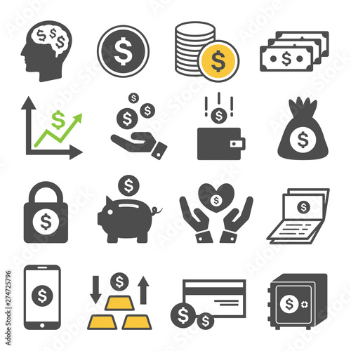 Vector icon set finance, money, save money