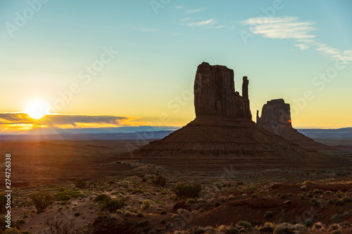 Sunrise at Monument Valley Tribal Park in the Arizona-Utah border  USA
