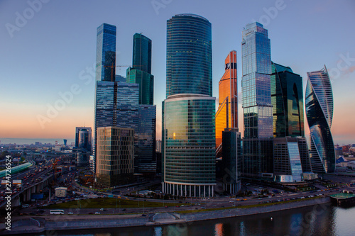 The view of Moscow City skyscrapers from the rooftop, Russia © Мария Михалева