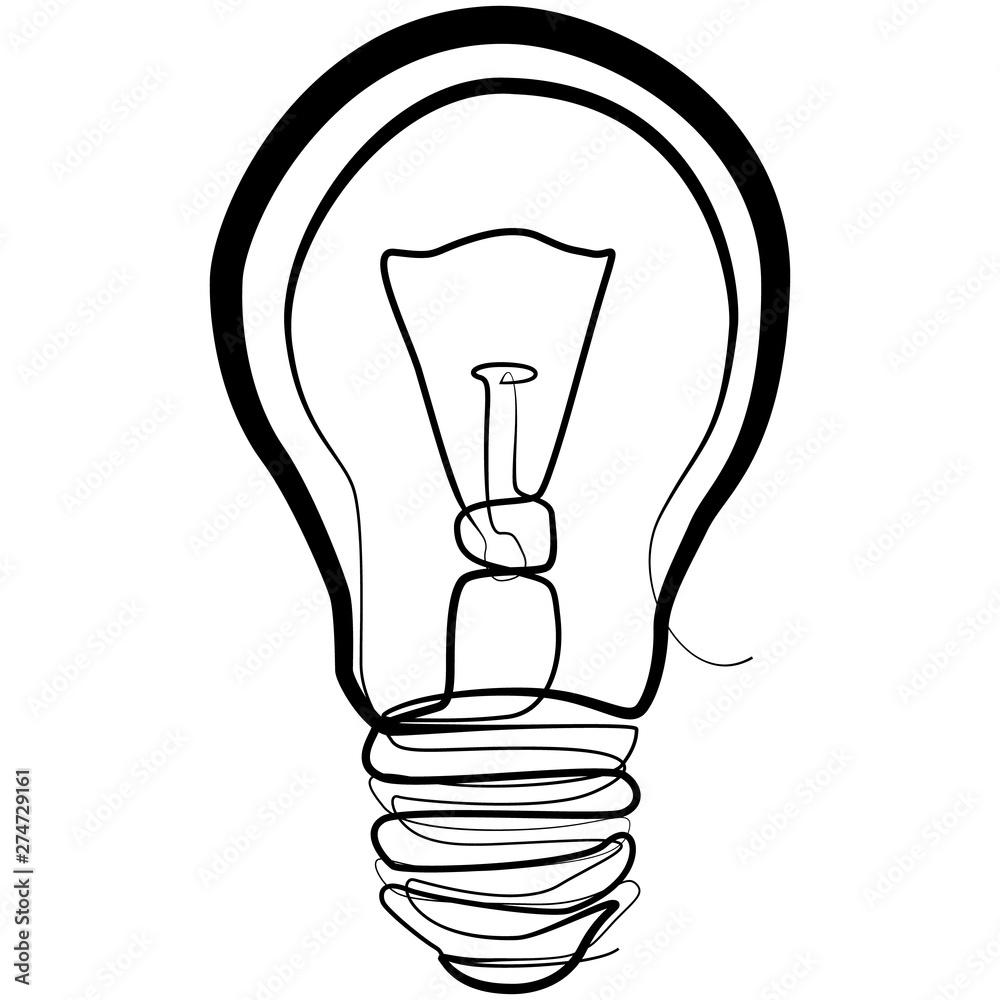 Light bulb one line drawing. Continuous line Creative Energy Vector Logo Light bulb one line drawing. Continuous line Creative Energy Vector Logo